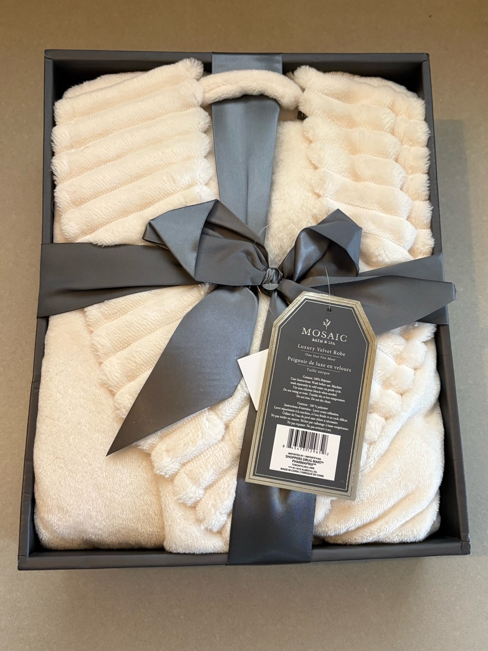 Mosaic Luxury Velvet Robe - Cream